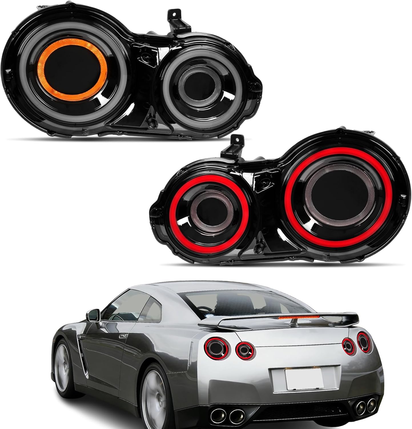 Sequential LED Tail Lights for 2009-2025 Nissan GT-R R35 | Smoked White