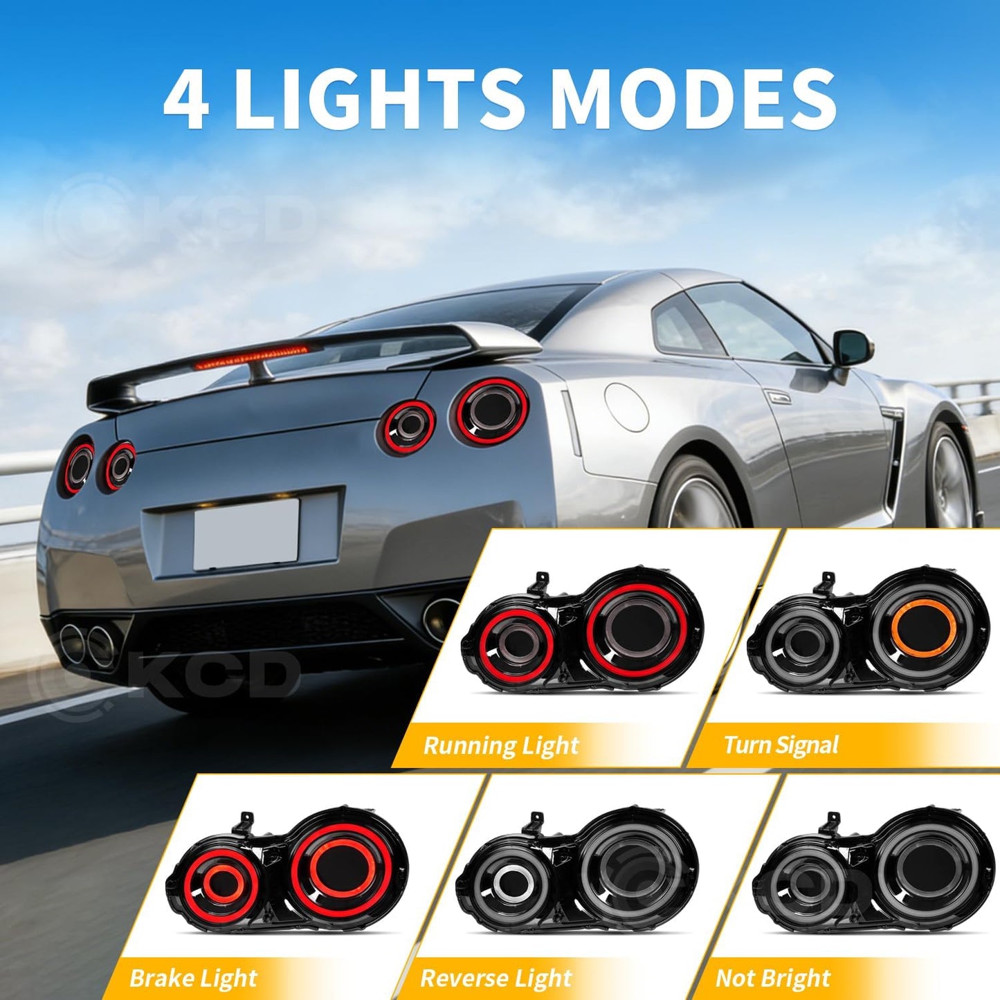 Sequential LED Tail Lights for 2009-2025 Nissan GT-R R35 | Smoked White