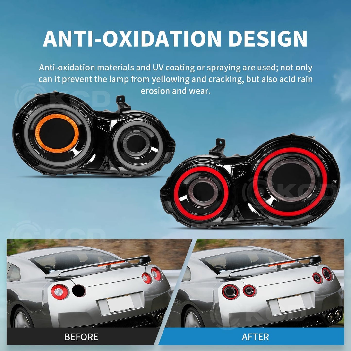 Sequential LED Tail Lights for 2009-2025 Nissan GT-R R35 | Smoked White