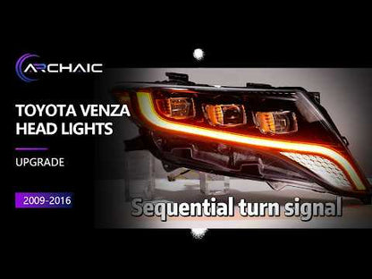 Pair Projector LED Headlight For 2009-2016 Toyota Venza AV10 Headlamp with Startup Animation and Sequential Turn Signal