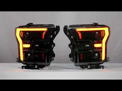 LED Headlights for 13th Gen 2015-2017 Ford F150 P552 or 2017-2020 2nd Gen Raptor,with White/Amber DRL