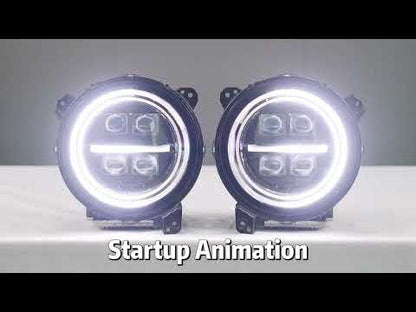 LED Projector Headlights for 2018-2026 Jeep Wrangler JL JLU Gladiator JT w/ Sequential Turn Signal & Startup Animation
