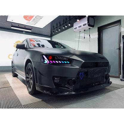 LED Headlights for Mitsubishi Lancer & EVO X 2008-2020 Projector Front lamp Assembly w Sequential Turn Signal and Startup Animation DRL
