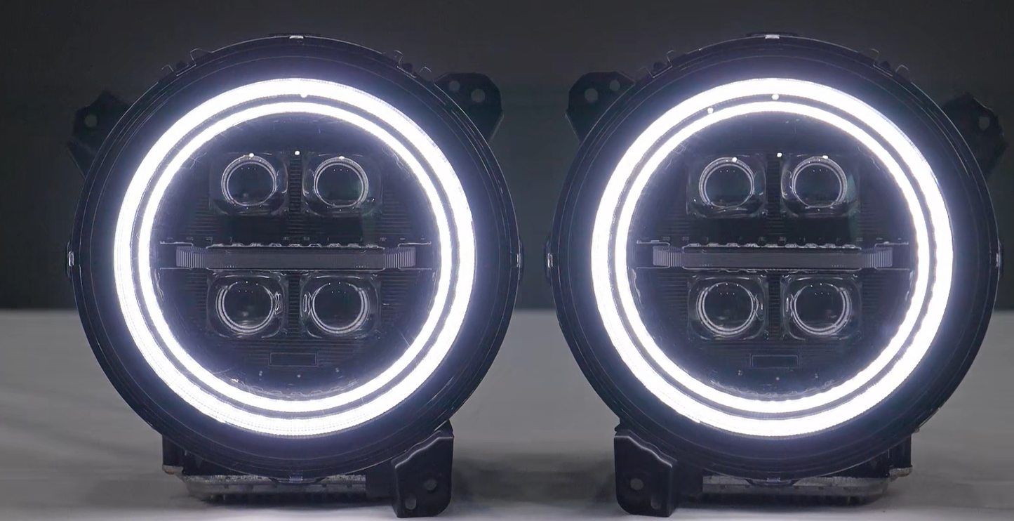 LED Projector Headlights for 2018-2026 Jeep Wrangler JL JLU Gladiator JT w/ Sequential Turn Signal & Startup Animation