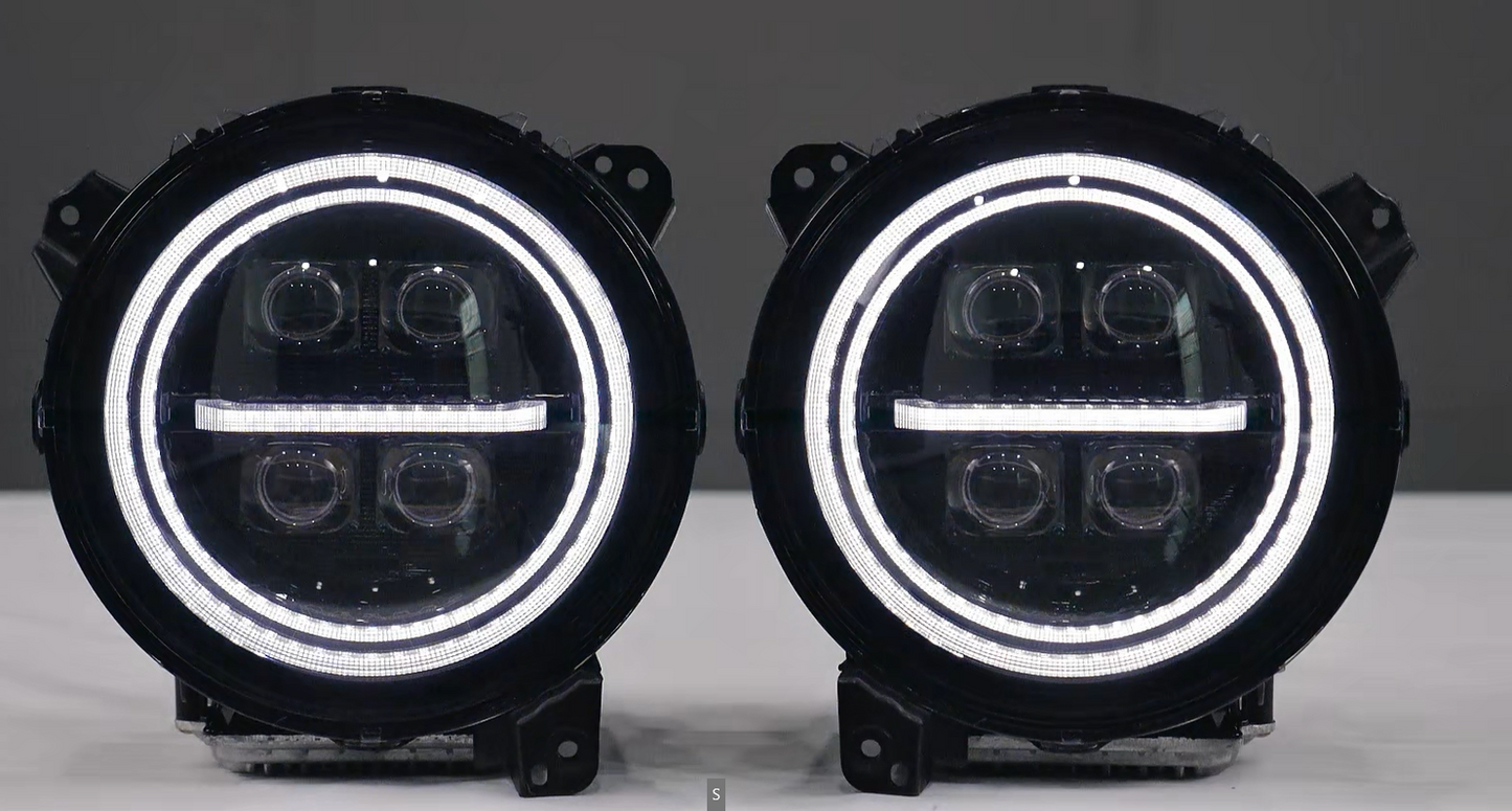 LED Projector Headlights for 2018-2026 Jeep Wrangler JL JLU Gladiator JT w/ Sequential Turn Signal & Startup Animation