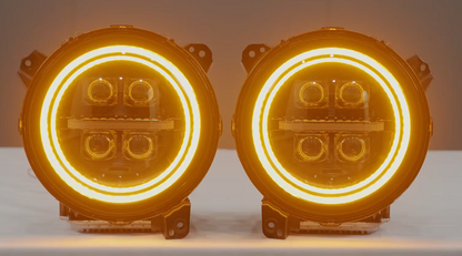LED Projector Headlights for 2018-2026 Jeep Wrangler JL JLU Gladiator JT w/ Sequential Turn Signal & Startup Animation